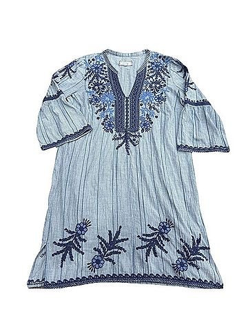 Johnny Was Workshop Embroidered Floral Cotton Mini Shift Dress Casual Dress (view 2)