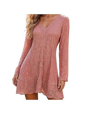 Johnny Was Boho V-Neck Embroidered Tab Sleeve Midi Dress Casual Dress (view 1)