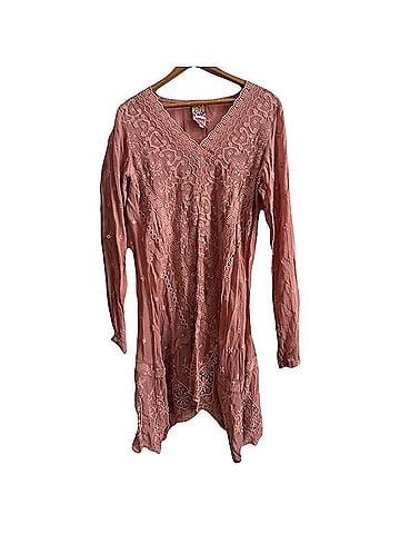 Johnny Was Boho V-Neck Embroidered Tab Sleeve Midi Dress Casual Dress (view 2)