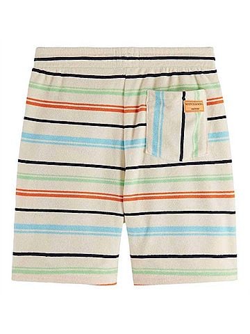 Scotch & Soda Women's Towelling Striped Sweatshorts in Light Beige (view 2)