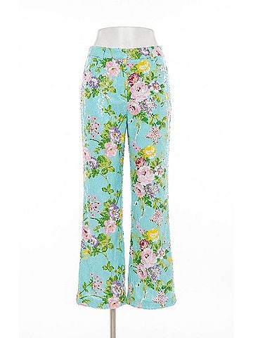 Berek Palm Springs Floral Flare Leg Pants in Blue Multi (view 1)