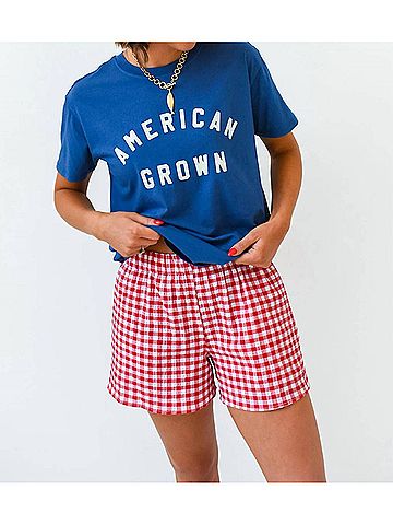 Adrienne Picnic Perfect Gingham Shorts in Red (view 2)
