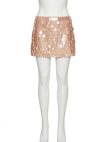 Alice + Olivia Mace Pailette Mini Skort in Rose Tan (view 1)