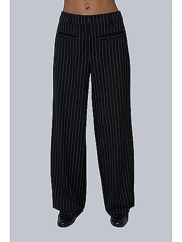 Central Park West Women's Astrid Pinstripe Trousers in Black (view 2)