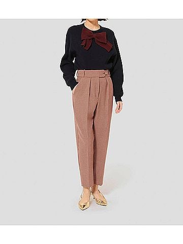 Tara Jarmon Paseo 7/8-Length Pants in Burgundy Check (view 2)