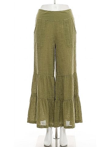 Wearables Lando Gauze Tiered Bottom Pants in Mid-Tone Lime Green (view 1)