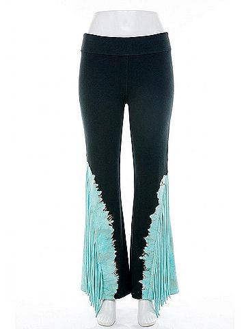 T Party Tie Dye Fringed Yoga Pants in Turquoise (view 1)