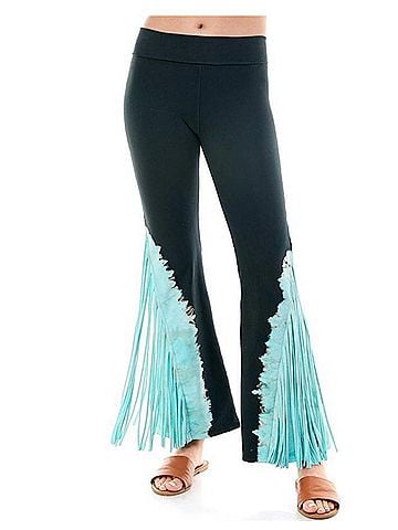 T Party Tie Dye Fringed Yoga Pants in Turquoise (view 2)