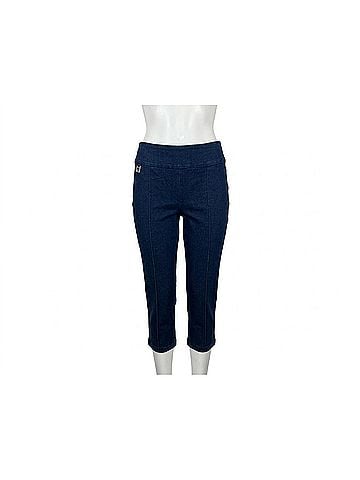 Lisette Women's Denim Front Seam Capri in Dark Blue (view 1)