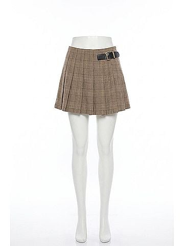 English Factory Check Buckle Pointed Skort in Brown (view 1)