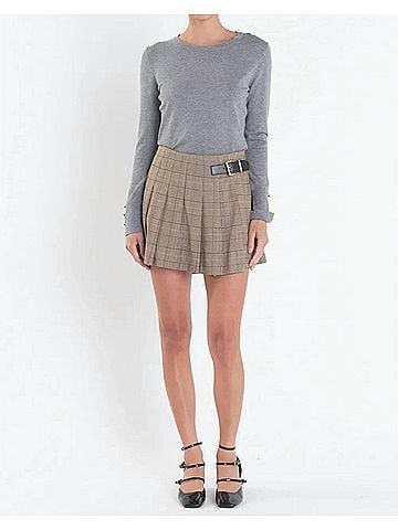 English Factory Check Buckle Pointed Skort in Brown (view 2)