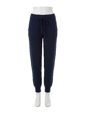 White + Warren Classic Cashmere Jogger Pants in Navy (view 1)