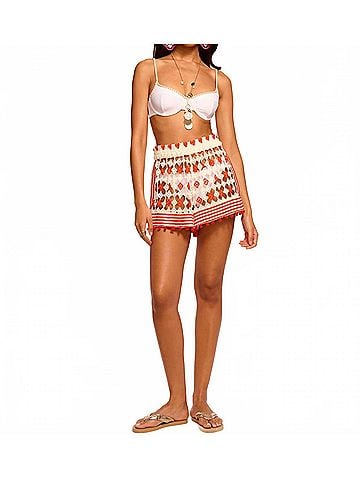 Ramy Brook Cordelia Crochet Mini Short in Beige (view 2)