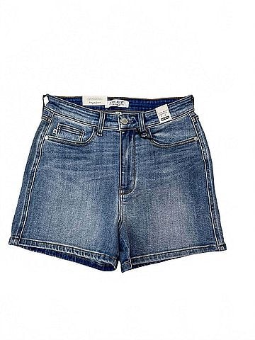 Judy Blue Women's Judy High Waisted Slim Short in Mid-Blue 104 (view 1)