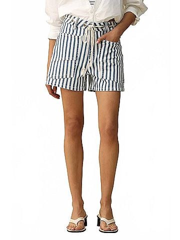 Bayeas Tasmin High Rise Shorts in White And Blue (view 2)