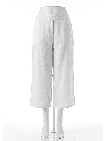 Flax Linen Wide Leg Flood Pants in White (view 1)