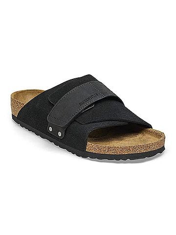 Birkenstock Women's Kyoto Nubuck Leather/Suede Sandals in Black (view 2)