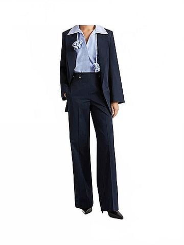 Marella Straight Fit Gabardine Trousers in Navy (view 2)