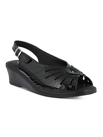 Spring Step Women's Gail Sandals in Black Patent (view 1)
