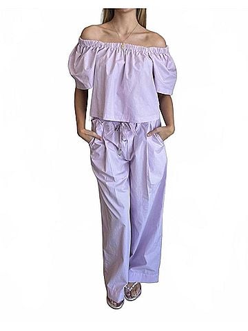Stateside Poplin Drawstring Pull-On Pants in Lilac Mist (view 2)
