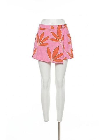Karlie Palm Leaf Floral Wrap Skort in Pink (view 1)