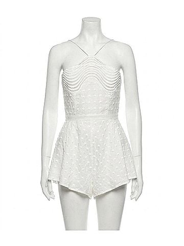 StyleStalker Ripple Romper in Blanc (view 1)
