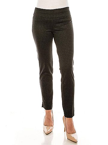 Zac & Rachel Figure Defining Slim Ankle Pull On Pants in Sand Black Blue (view 2)