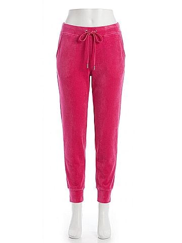 Juicy Couture Luxe Velour Glossy Joggers in Hot Pink (view 1)