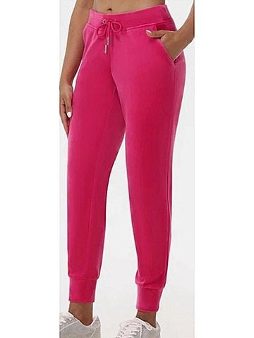 Juicy Couture Luxe Velour Glossy Joggers in Hot Pink (view 2)