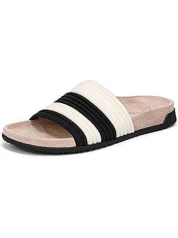 Vionic Women's Evie Knit Slide Sandals in Ivory/Black (view 2)