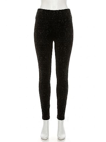 Zac & Rachel Printed Velvet Ankle Pull-On Pants in Black Henna (view 1)