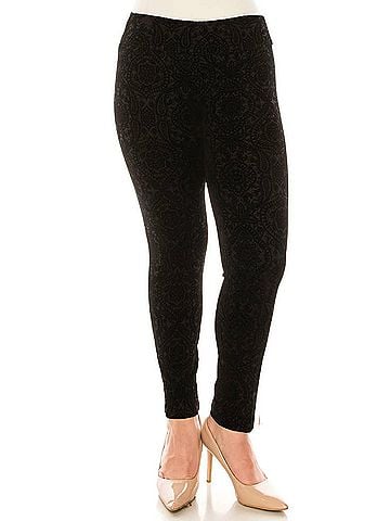 Zac & Rachel Printed Velvet Ankle Pull-On Pants in Black Henna (view 2)