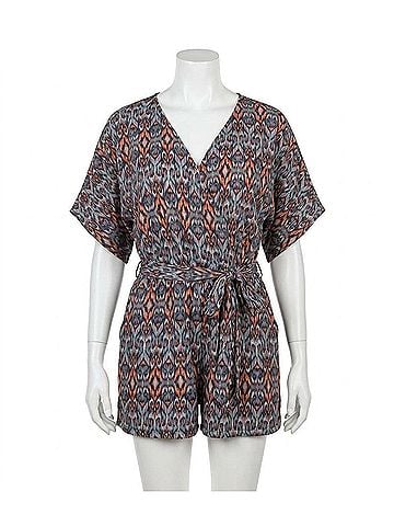 Veronica M. Sardinia Short Sleeve Open Back Romper in Multi (view 1)