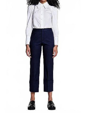 Smythe Women's Cuffed Flood Pant in Deep Navy (view 2)