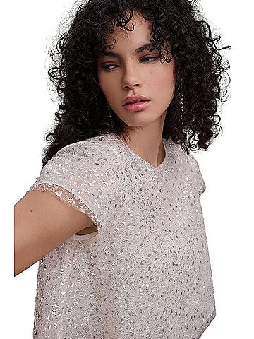 Anthropologie BHLDN Paradis Sequin Crop Short Sleeve Blouse (view 1)