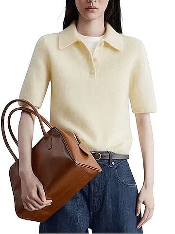& Other Stories Brushed Knit Polo T-Shirt Pullover Sweater (view 1)