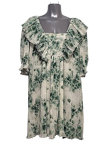 Ganni Pleated Georgette Ruffle Mini Dress Casual Dress (view 2)
