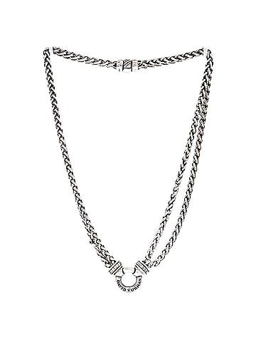David Yurman Double Wheat Chain Necklace Sterling Silver with Diamonds (view 2)