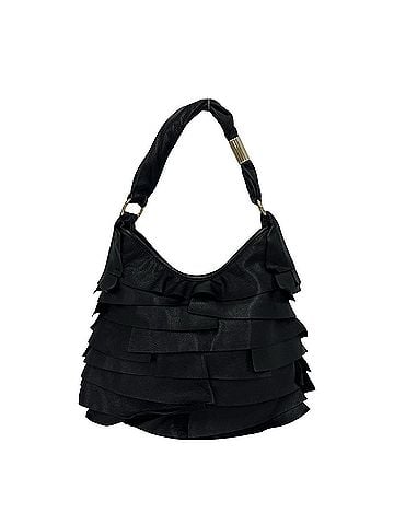 Yves Saint Laurent YVES SAINT LAURENT Saint-Tropez Logo Hardware Frill Leather Semi One-Shoulder Bag Black 22294 (view 1)
