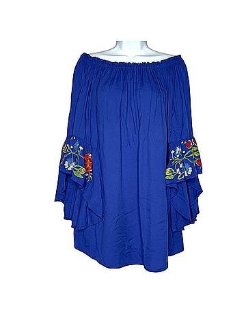 Umgee Floral Embroidered Bell Sleeve Mini Dress Casual Dress (view 1)