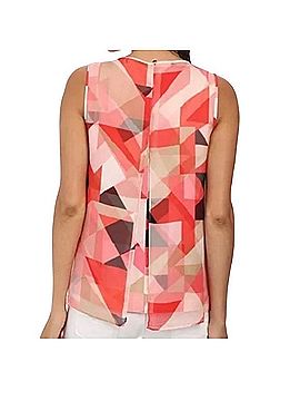 Vince Camuto Geometric Blouse Sleeveless Henley (view 2)