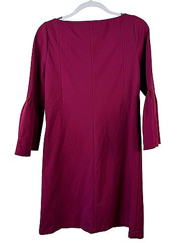 Lafayette 148 New York Bell Sleeve Maroon Shift Dress Casual Dress (view 2)