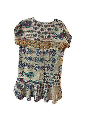 Johnny Was Silk Abstract Paisley Tunic Short Sleeve Blouse (view 2)
