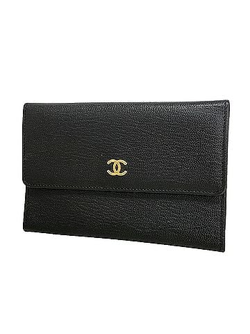 Chanel Chanel Leather Wallet, Black, Women's (view 1)