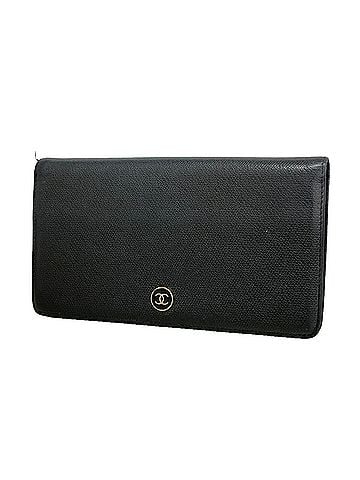 Chanel Chanel Long Wallet, Coco Button, Leather, Black, Women's (view 1)