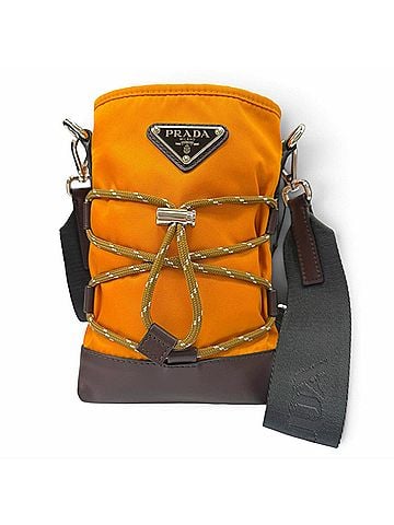 Prada PRADA 2ZT079 Speedlock Nylon Leather Re-Nylon Triangle Logo Plate Phone Pouch Shoulder Bag Orange Brown Made in Italy Men's with Box (view 1)
