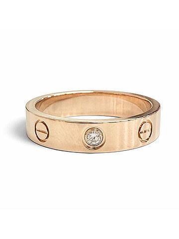Cartier Cartier Mini Love Ring, 1PD Diamond, 750 (PG) 18K Pink Gold Weight 4.39g, Women's, Comes with Box. (view 1)