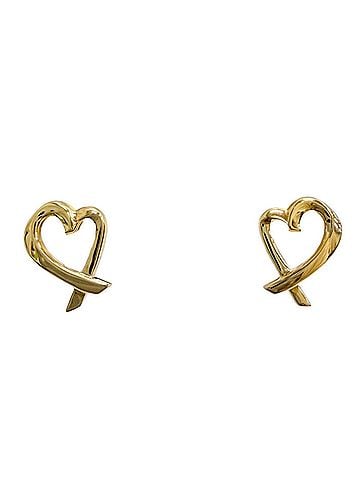 Tiffany & Co. TIFFANY&amp;Co. Tiffany &amp; Co. Paloma Picasso Loving Heart Earrings, 750 (YG) 18K Yellow Gold, Weight 1.9g, Women's. (view 1)