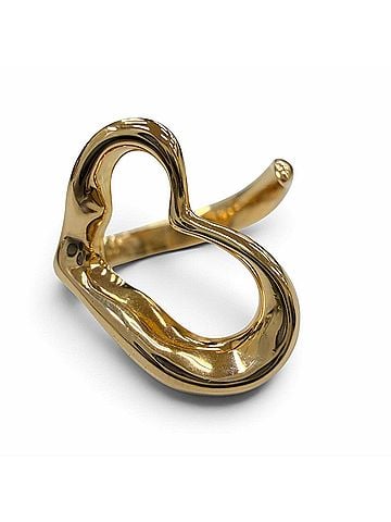 Tiffany & Co. TIFFANY&amp;Co. Tiffany Elsa Peretti Open Heart 750 (PG) 18K Ring, Gold, Weight 6.6g, Women's (view 1)
