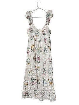 by the River Floral Embroidered White Maxi Dress with Ruffle Sleeves Casual Dress (view 2)